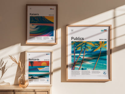Publics, Hawaii Poster | Tropical Surf Break Island Wall Art — styled in a modern interior