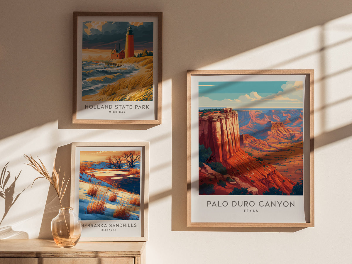 Palo Duro Canyon Matte Border Poster | Texas Travel Wall Art — styled in a modern interior