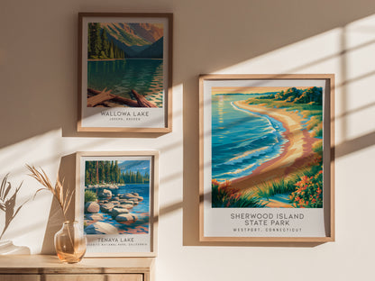 Sherwood Island State Park Matte Border Poster | Westport, Connecticut Coastal Beach Decor — styled in a modern interior
