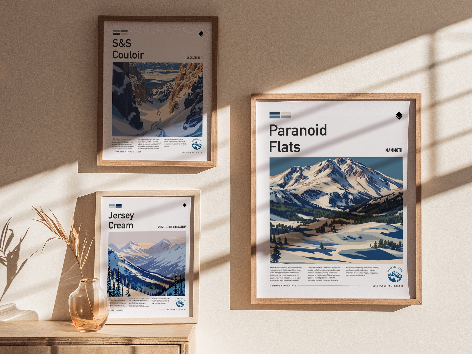 Paranoid Flats, Mammoth Poster | Ski Lodge Decor Mountain Wall Art — styled in a modern interior