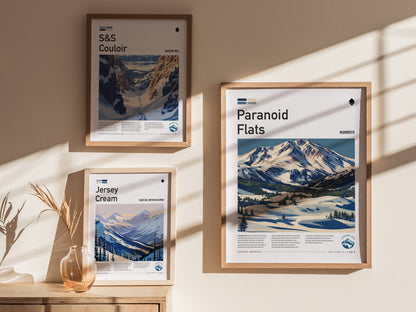 Paranoid Flats, Mammoth Poster | Ski Lodge Decor Mountain Wall Art — styled in a modern interior