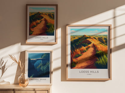 Loess Hills Matte Border Poster | Iowa Travel Wall Art — styled in a modern interior