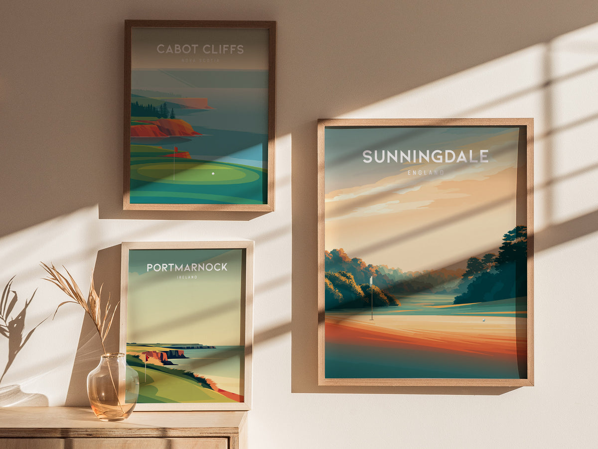 Sunningdale, England Poster | Classic Links Golfer Gift Wall Art — styled in a modern interior