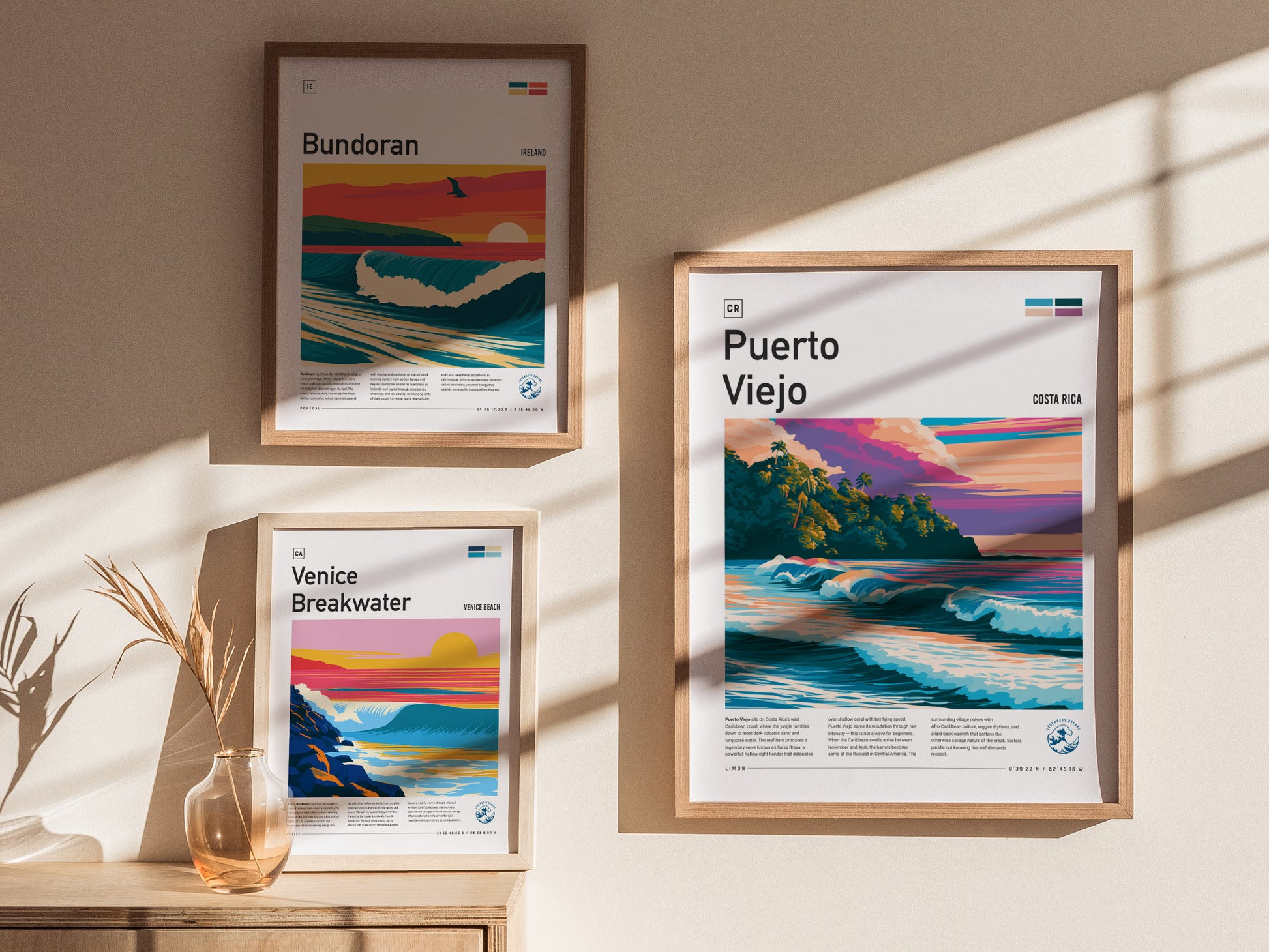 Puerto Viejo, Costa Rica Poster | Tropical Surf & Jungle Paradise Wall Art — styled in a modern interior