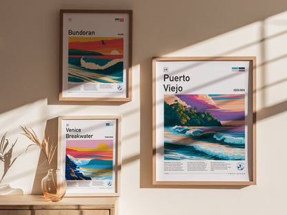 Puerto Viejo, Costa Rica Poster | Tropical Surf & Jungle Paradise Wall Art — styled in a modern interior
