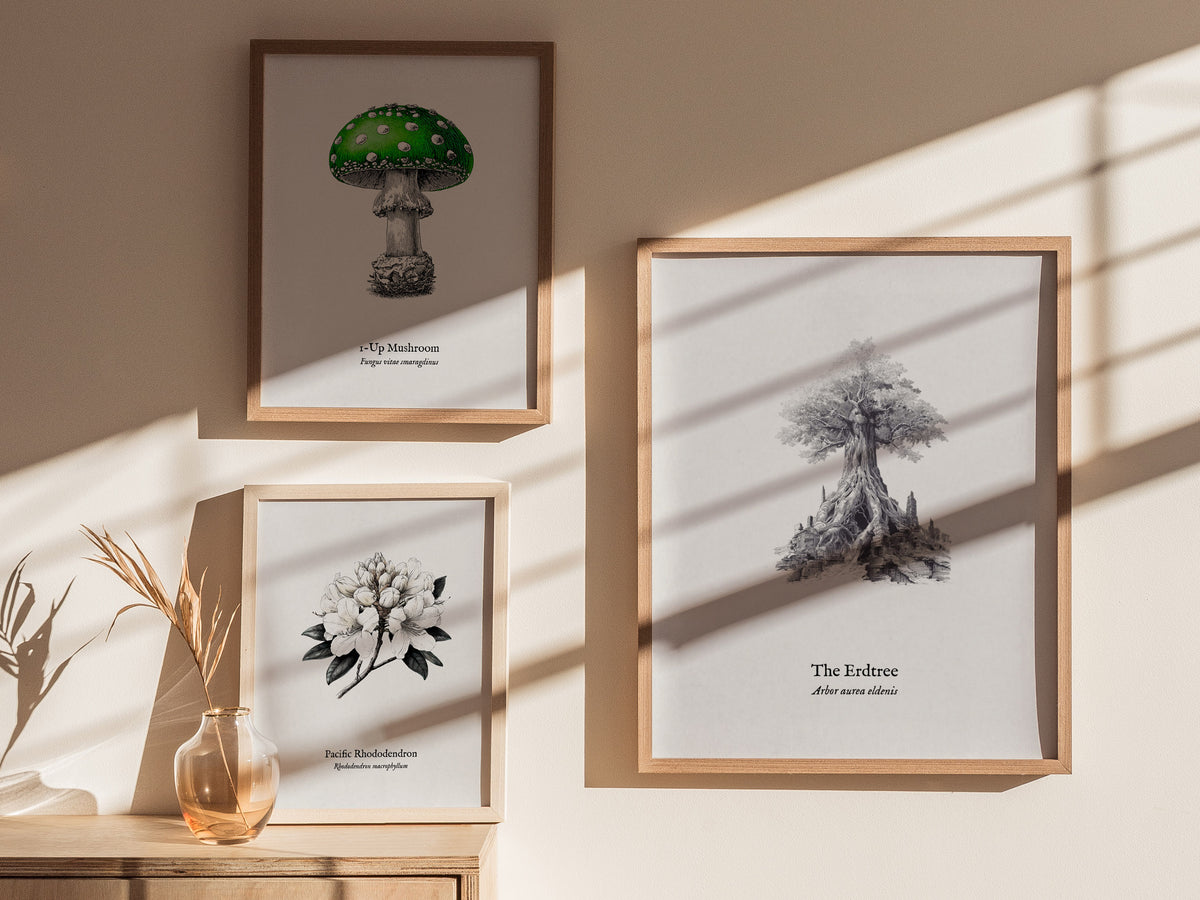 The Erdtree Poster | Arbor Aurea Eldenis Pen and Ink Print Vintage Scientific Illustration Wall Art — styled in a modern inte