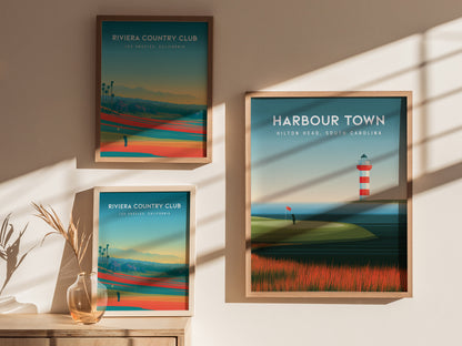 Harbour Town Golf Links, Hilton Head, South Carolina Poster | Iconic Lighthouse & Fairway Wall Art — styled in a modern inter