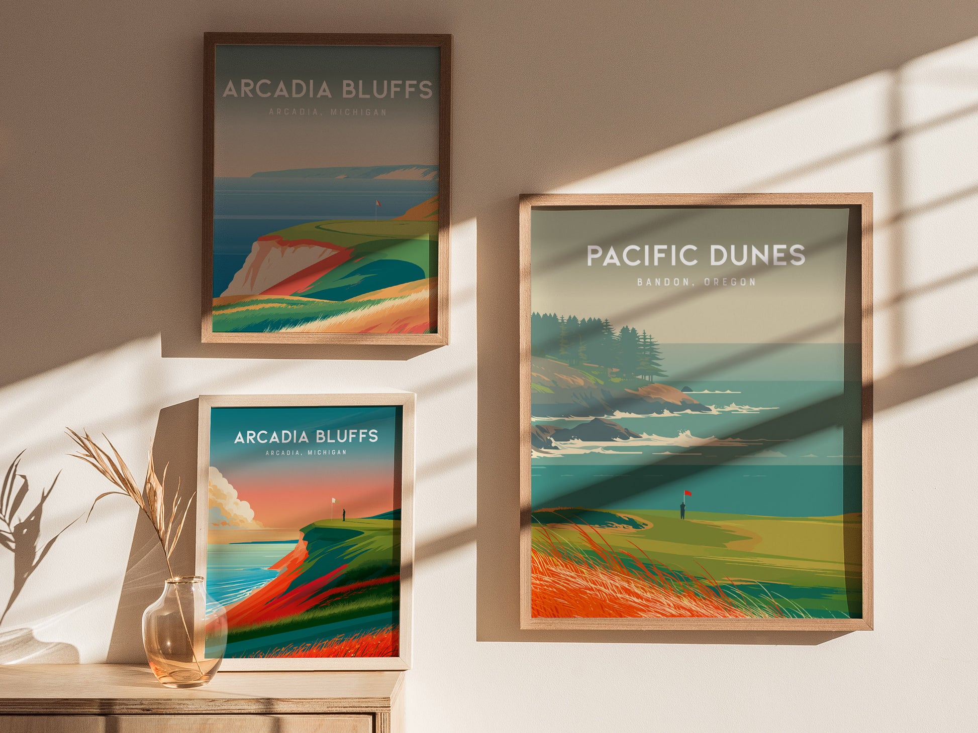 Pacific Dunes, Bandon, Oregon Poster | Links Poster Golfer Gift Wall Art — styled in a modern interior