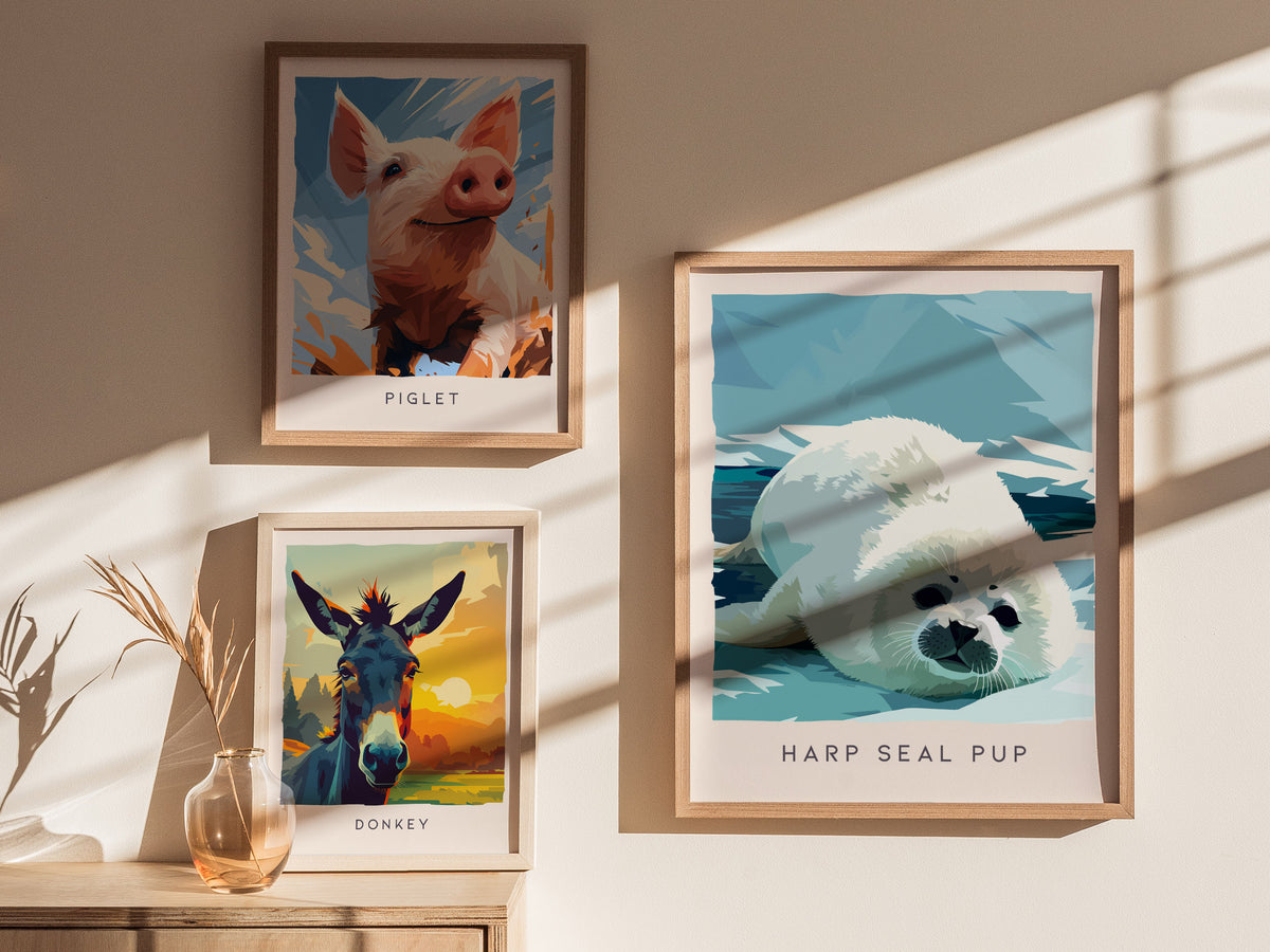 Harp Seal Pup, Pagophilus groenlandicus Poster | Arctic Wildlife Wall Art — styled in a modern interior