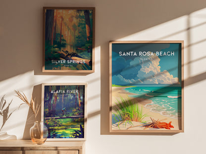 Santa Rosa Beach, Florida Poster | Sugar-White Sands & Dunes Wall Art — styled in a modern interior