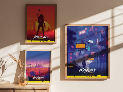 Kabuki Cyberpunk Poster | Night City Neon Market Wall Art