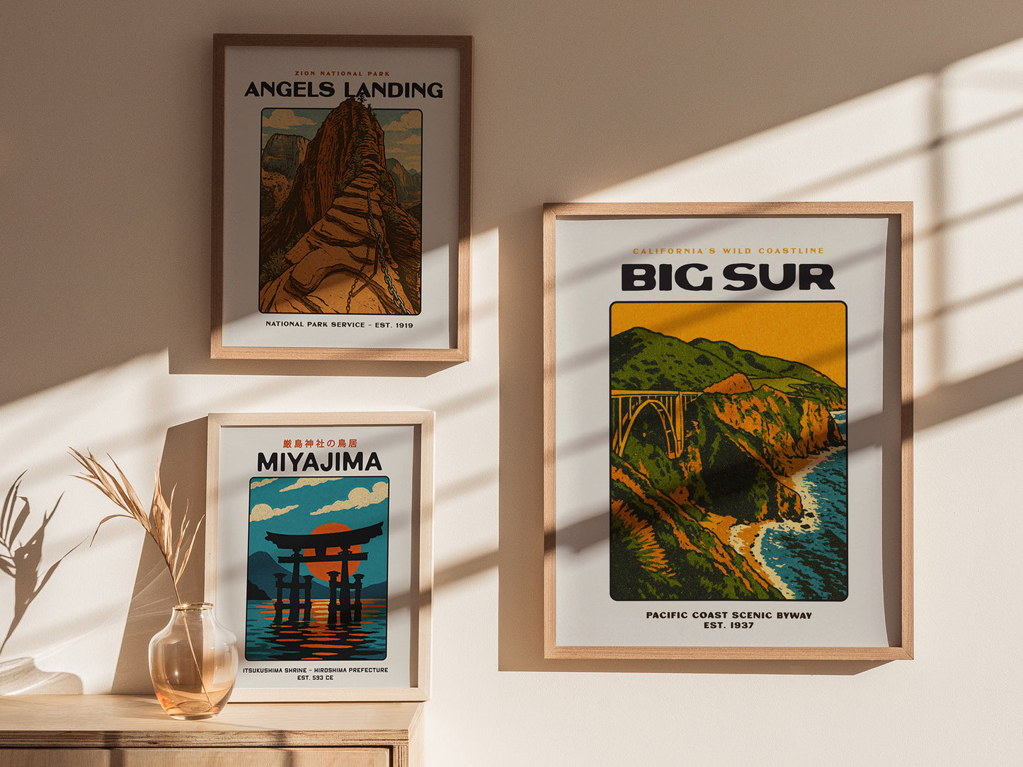Big Sur Vintage Poster – California Coast Wall Art, Bixby Bridge Print, Retro Travel Poster, Coastal Home Decor, Framed or Unframed - Swell Scenes