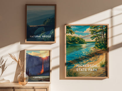 Nickerson State Park, Massachusetts Poster | Cape Cod Forest & Lake Wall Art — styled in a modern interior