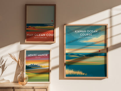 Kiawah Ocean Course, South Carolina Poster | Links Poster & Golfer Gift Wall Art — styled in a modern interior