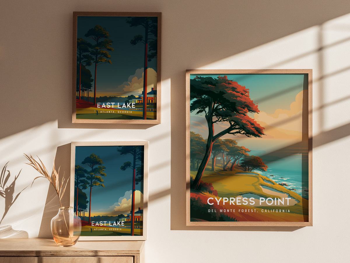 Cypress Point, Del Monte Forest, California Poster | Iconic Links Poster Golf Wall Art — styled in a modern interior