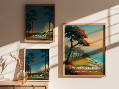 Cypress Point, Del Monte Forest, California Poster | Iconic Links Poster Golf Wall Art — styled in a modern interior