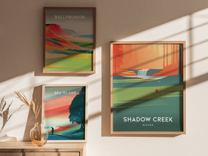 Shadow Creek, Nevada Poster | Desert Fairway Golf Course Print Wall Art — styled in a modern interior