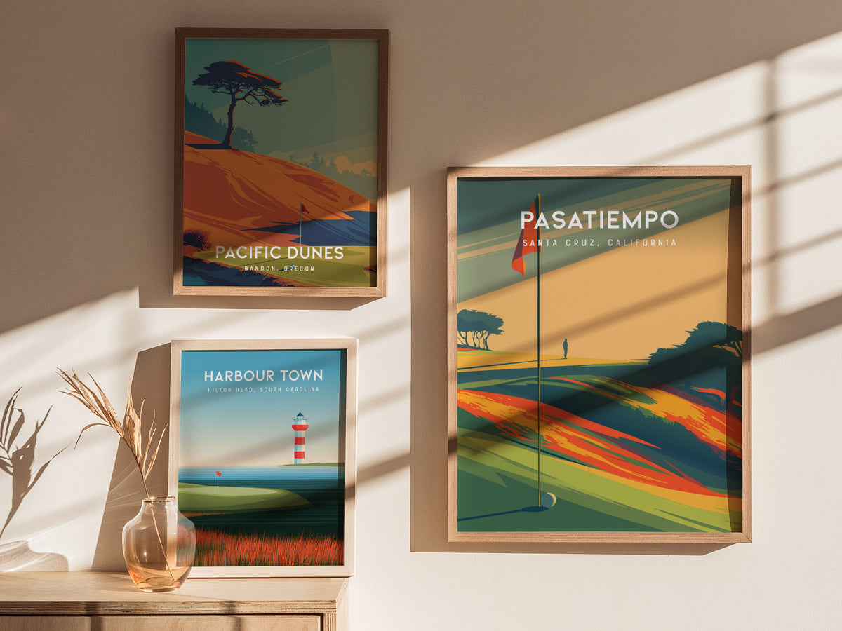 Pasatiempo, Santa Cruz, California Poster | Iconic Links Golfer Gift Wall Art — styled in a modern interior