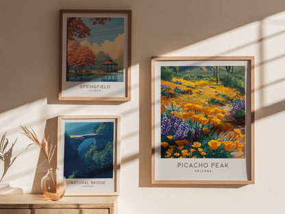 Picacho Peak Matte Border Poster | Arizona Travel Wall Art — styled in a modern interior
