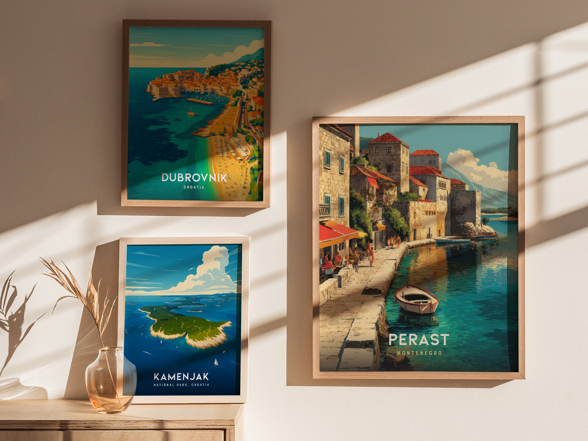 Perast Montenegro Poster | Bay of Kotor Coastal Wall Art Print