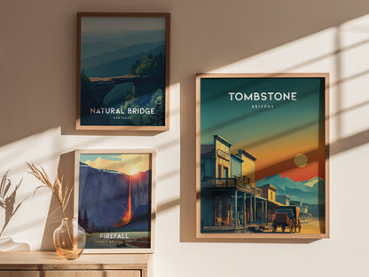 Tombstone, Arizona Poster | Wild West Desert Destination Print Wall Art — styled in a modern interior