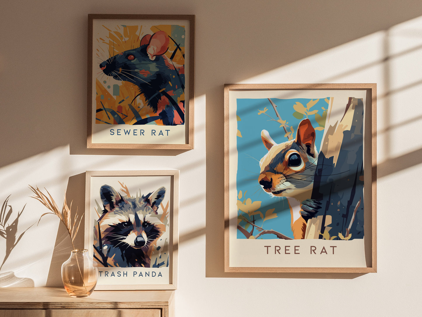 Tree Rat Poster | Urban Wildlife Squirrel Art | Funny Animal Wall Art