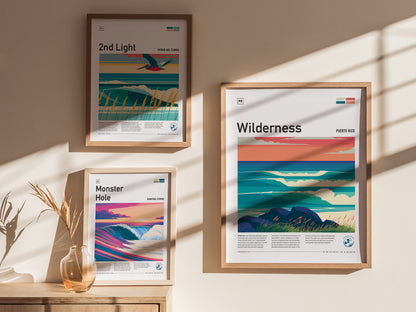 Wilderness, Puerto Rico Poster | Tropical Surf Paradise Wall Art — styled in a modern interior