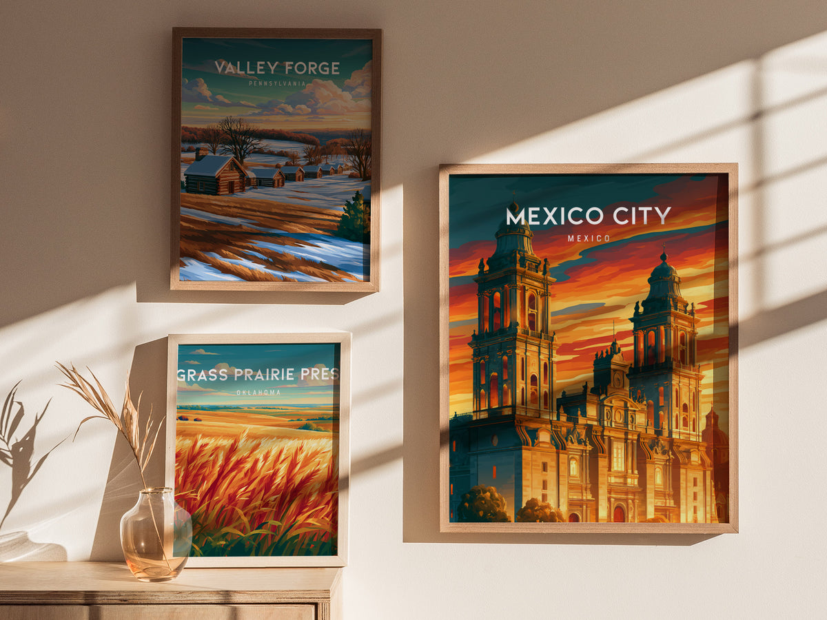Mexico City, Mexico Poster | Vibrant Culture & Architecture Wall Art — styled in a modern interior