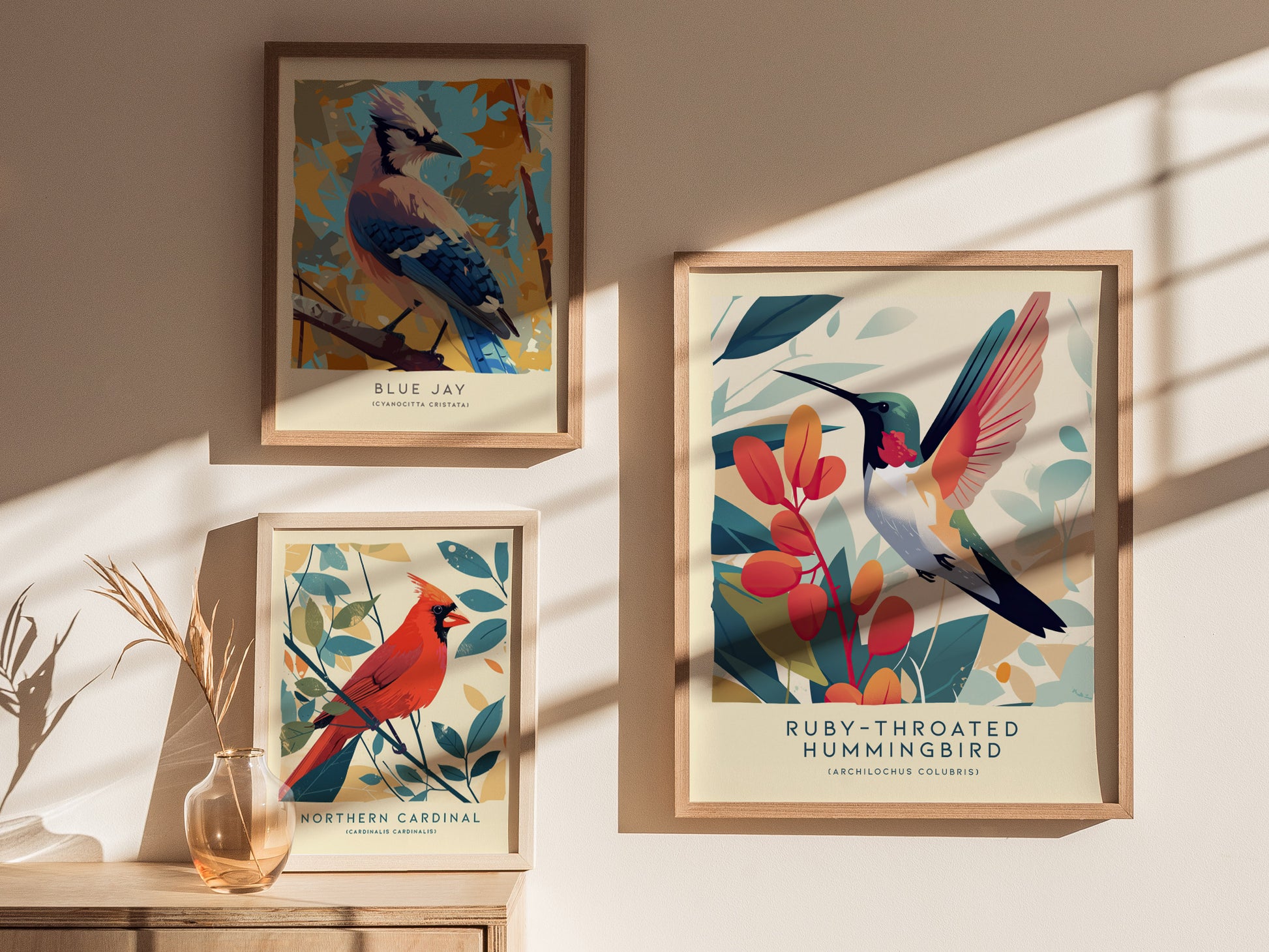 Ruby-Throated Hummingbird Poster | Bird Art | Nature Wildlife Print