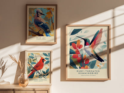 Ruby-Throated Hummingbird Poster | Bird Art | Nature Wildlife Print