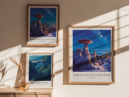 Goblin Valley State Park Matte Border Poster | Utah Destination Print Travel Wall Art — styled in a modern interior
