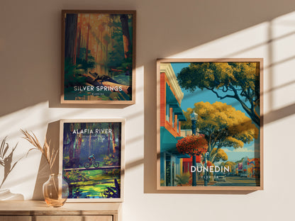 Dunedin, Florida Poster | Honeymoon Island Sunset Coastal Wall Art — styled in a modern interior