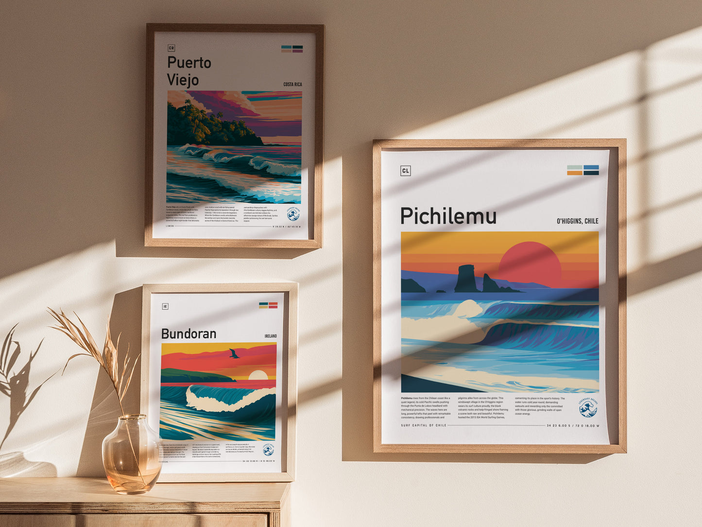 Pichilemu, Chile Poster | Pacific Surf & Coastal Cliffs Wall Art — styled in a modern interior
