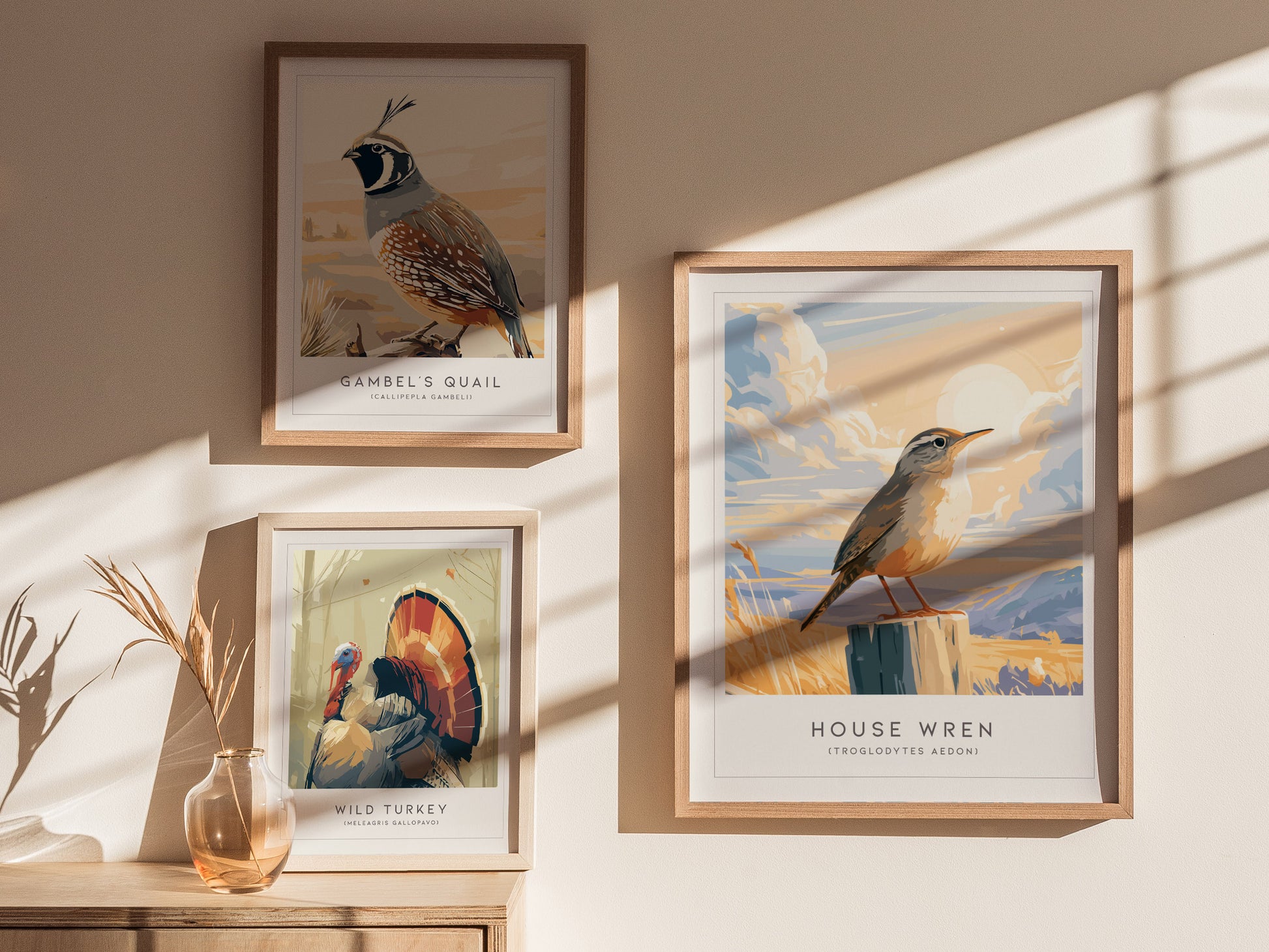 House Wren, Troglodytes aedon Poster | Charming Songbird Nature Wall Art — styled in a modern interior