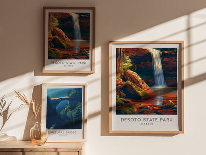 DeSoto State Park Matte Border Poster | Alabama Destination Print Travel Wall Art — styled in a modern interior