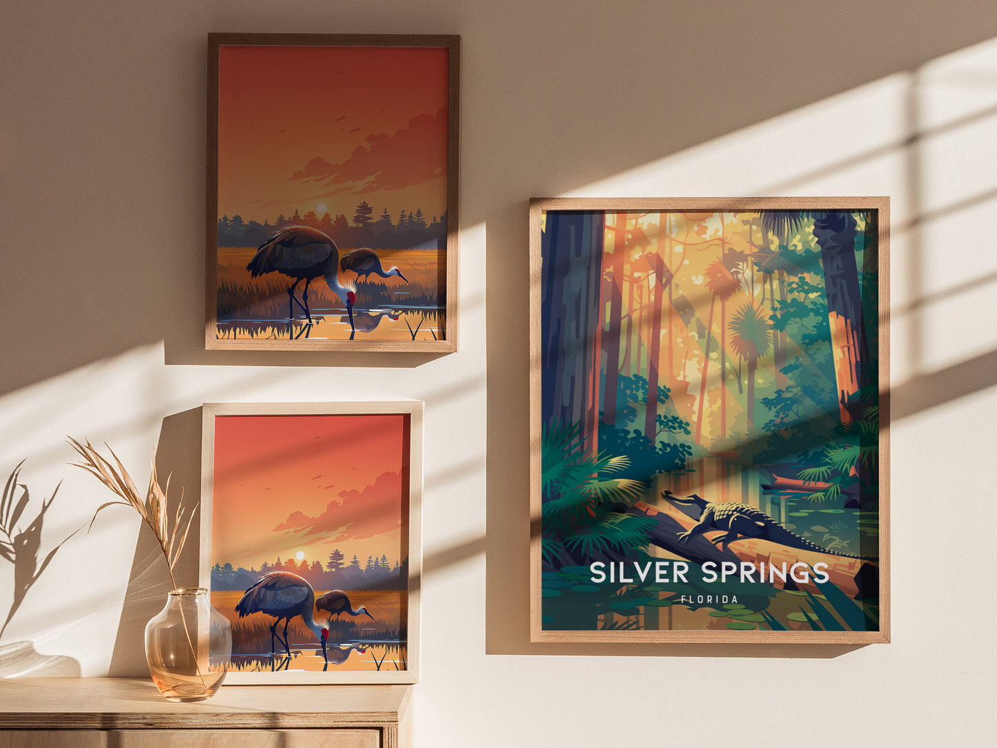 Silver Springs, Florida Poster | Crystal Waters & Glass-Bottom Boat Wall Art — styled in a modern interior