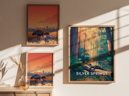Silver Springs, Florida Poster | Crystal Waters & Glass-Bottom Boat Wall Art — styled in a modern interior