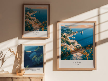 Capri Matte Border Poster | Italy Travel Wall Art — styled in a modern interior