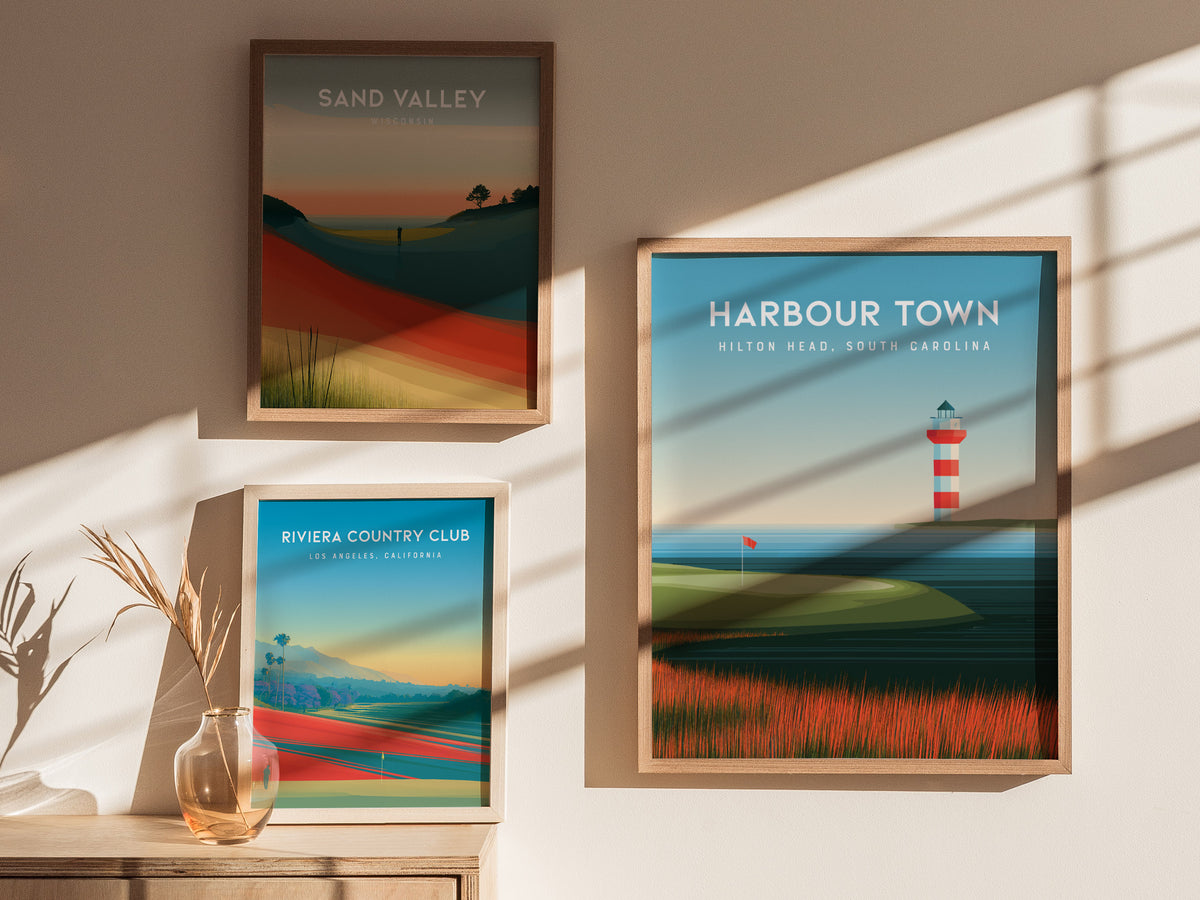 Harbour Town Golf Links, Hilton Head, South Carolina Poster | Iconic Lighthouse & Fairway Wall Art — styled in a modern inter