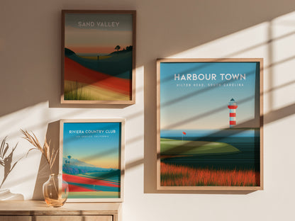 Harbour Town Golf Links, Hilton Head, South Carolina Poster | Iconic Lighthouse & Fairway Wall Art — styled in a modern inter