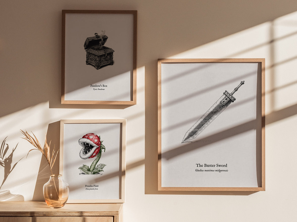 The Buster Sword Poster | Gladius Maximus Midgarensis Pen and Ink Print Scientific Illustration Wall Art — styled in a modern