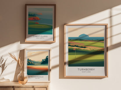 Turnberry Matte Border Poster | Scotland Travel Wall Art — styled in a modern interior