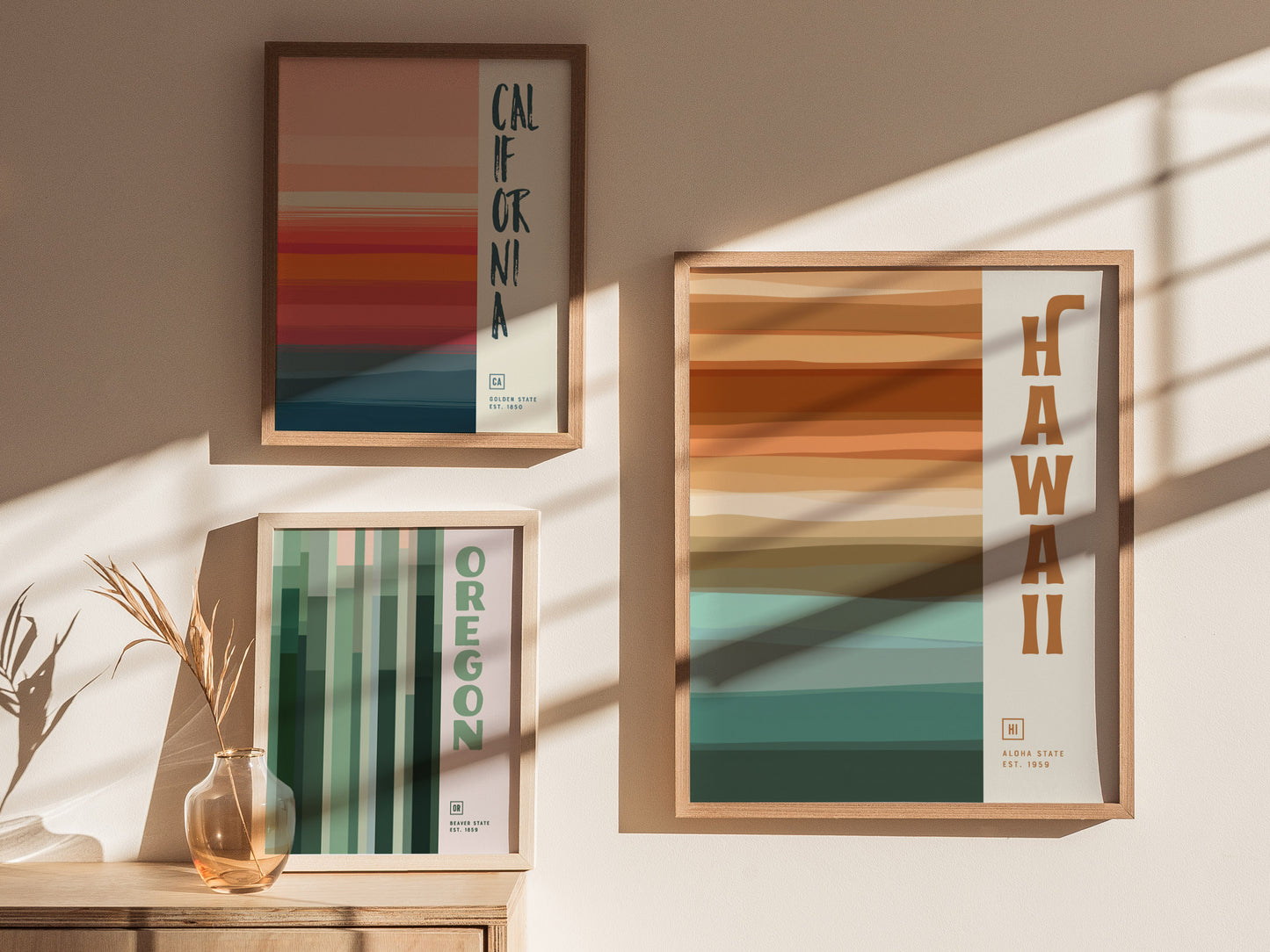 Hawaii Abstract Design Poster | Minimalist Typographic Aloha State Wall Art