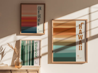 Hawaii Abstract Design Poster | Minimalist Typographic Aloha State Wall Art