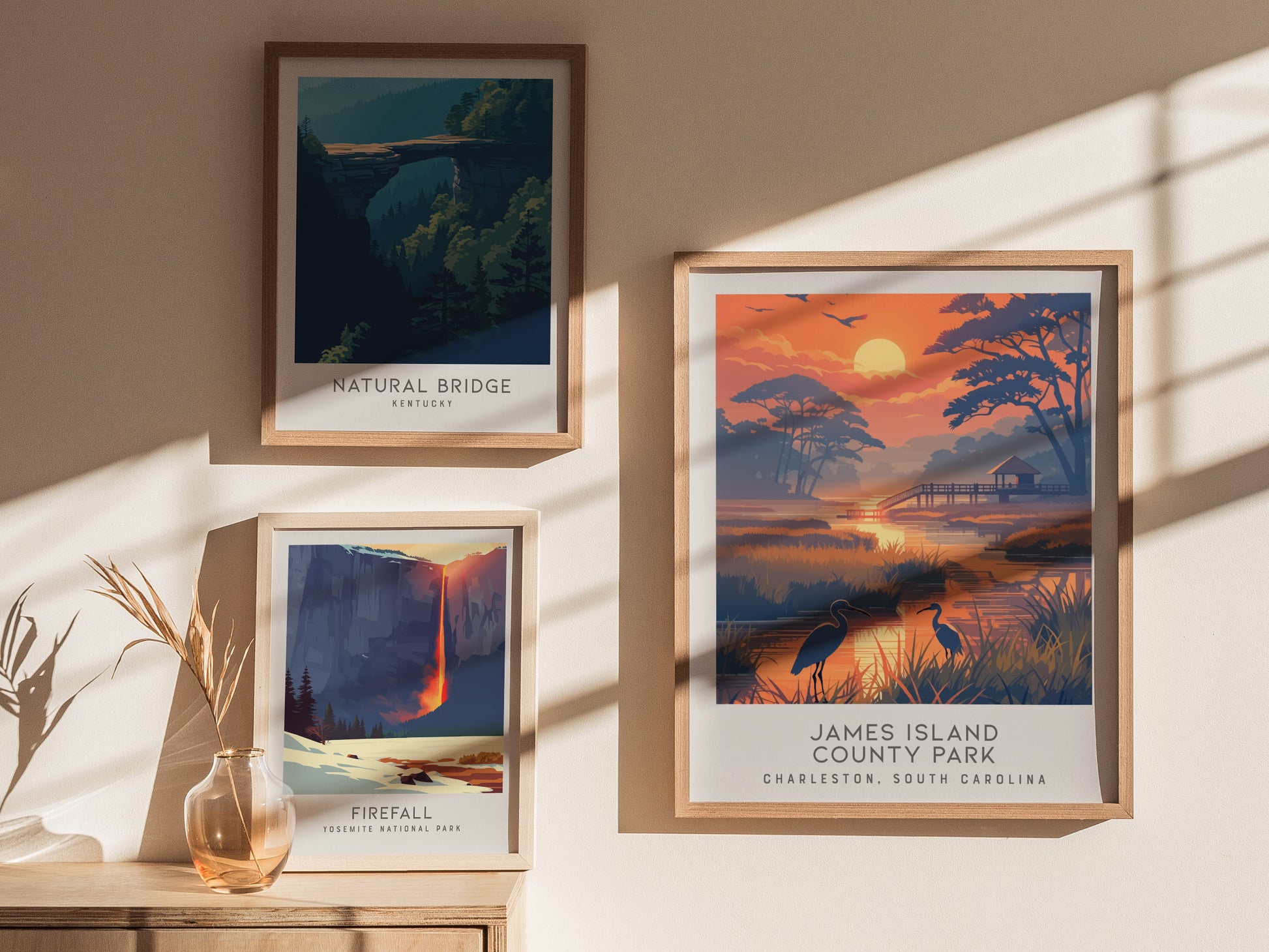 James Island County Park Matte Border Poster | Charleston, South Carolina Beach House Decor — styled in a modern interior