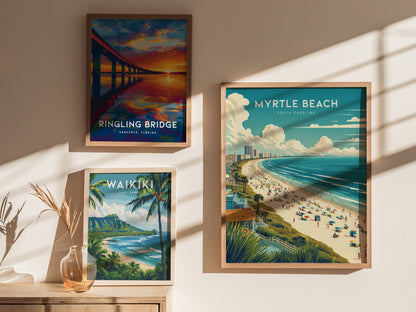 Myrtle Beach Poster | South Carolina Coastal Travel Wall Art