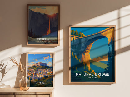 Natural Bridge, Kentucky Poster | Ancient Stone Arch Forest Wall Art — styled in a modern interior