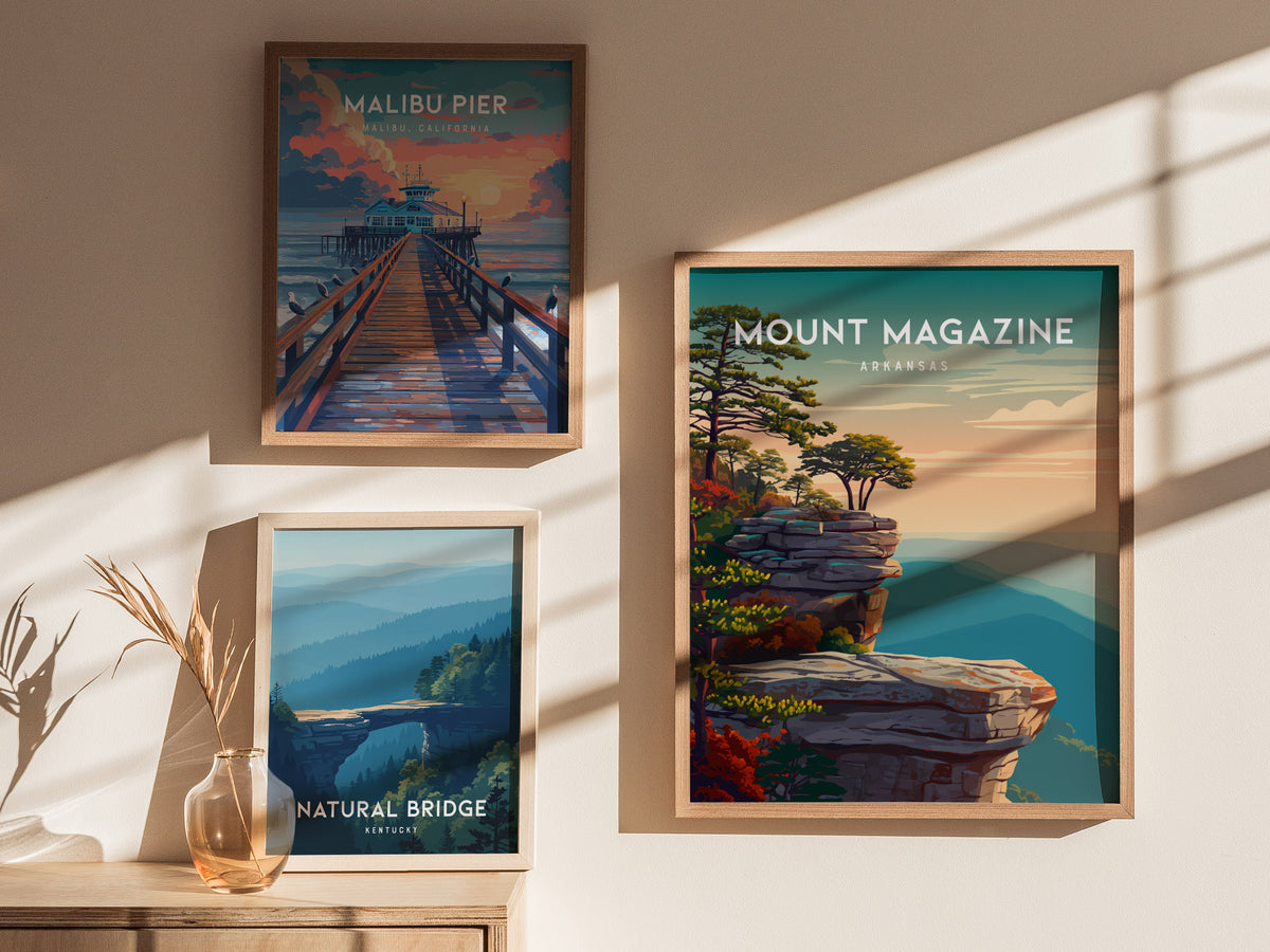 Mount Magazine, Arkansas Poster | Ozark Summit & Forest Scenic Wall Art — styled in a modern interior