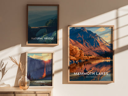 Mammoth Lakes, California Poster | Alpine Lake & Mountain Wilderness Wall Art — styled in a modern interior