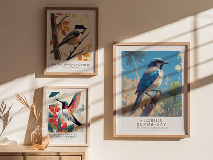 Florida Scrub Jay Poster | Audubon Bird Print Wall Art | Framed or Unframed